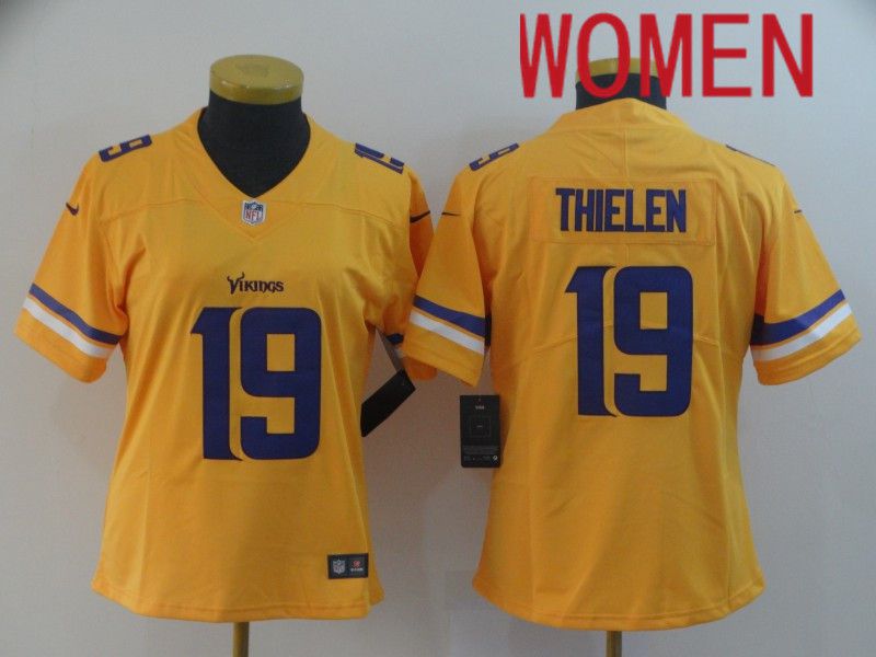 Women Minnesota Vikings #19 Thielen Yellow Nike Vapor Untouchable Limited NFL Jersey